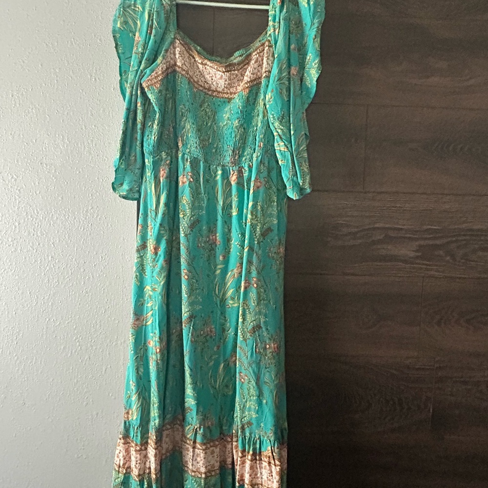 Boho Floral Green Dress
